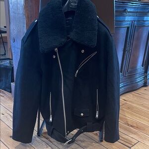 Allsaints Mard Wool Blend Oversized Biker Jacket